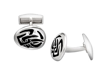 Real-Silver-Cufflinks-Black-Enamel-CK00099
