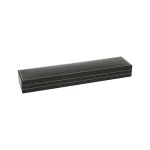 Black leatherette bracelet box with a black velvet inside with a white silk inner lid pictured closed.