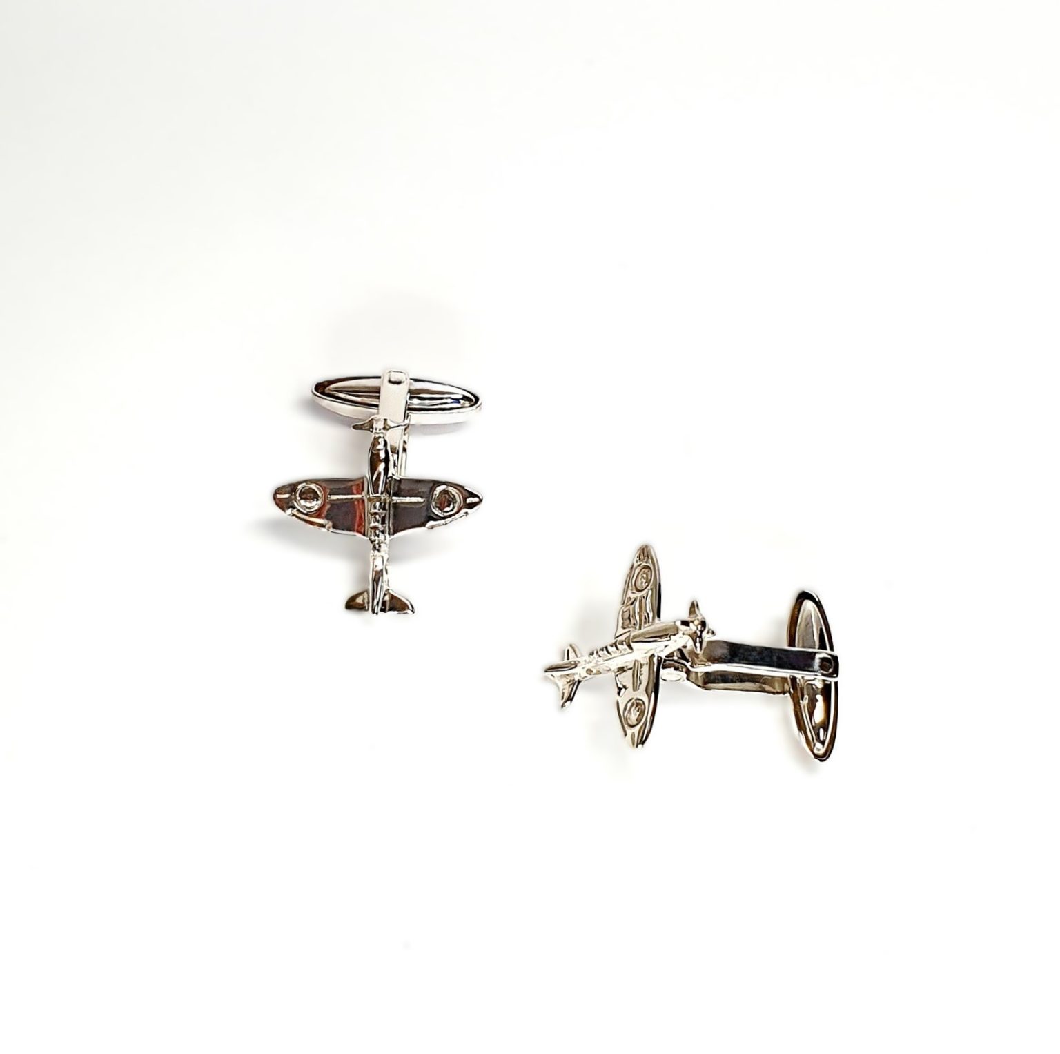 Sterling silver Spitfire cufflinks CK00280 angled view.