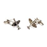 Sterling silver Spitfire cufflinks CK00280 angled view.