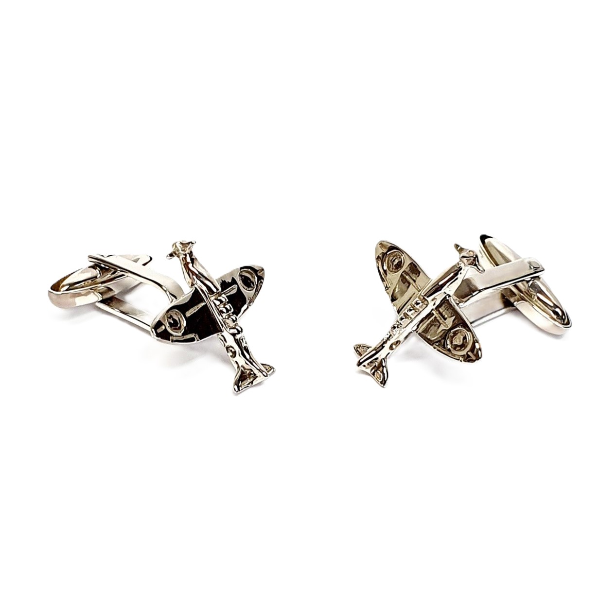 Sterling silver Spitfire cufflinks CK00280 angled view.