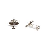 Sterling Silver Spitfire Cufflinks CK00280 facing front and side view.