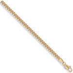 Linkenheim 9ct solid gold curb link chain, a 3.6mm wide piece laid flat on a white background to show diamond-cut detail and fine craftsmanship, showing the clasp
