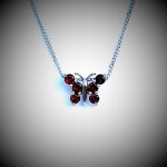 18ct White Gold Red Garnet Butterfly Pendant & Chain Necklace PCA00404