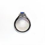 Cushion-Shape-Sapphire-&-Diamond-Platinum-Cluster-Ring-RPT0177