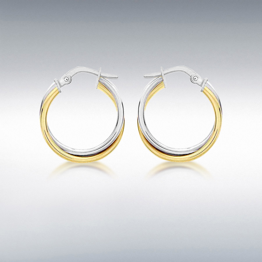 18ct-Yellow-&-White-Gold-Hoop-Earring-EL00149