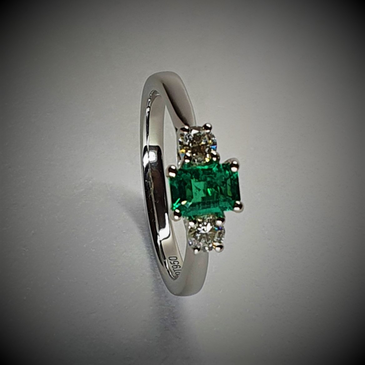 Emerald-&-Diamond-Three-Stone-Platinum-Ring-RPT0176