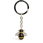 Black and yellow vitreous enamelled bumble bee key ring fob