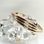 Heavy gold Russian bangle B00053 measurements 65mm inside diameter each band is 4.5mm wide, x 1.5mm thick approximately 38.1 grams.