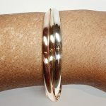 Heavy gold Russian bangle B00053 measurements 65mm inside diameter each band is 4.5mm wide, x 1.5mm thick approximately 38.1 grams.