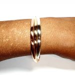 Heavy gold Russian bangle B00053 measurements 65mm inside diameter each band is 4.5mm wide, x 1.5mm thick approximately 38.1 grams.