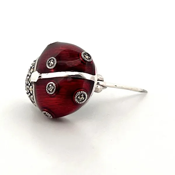 Marcasite-&-Red-Enamelled-Sterling-Silver-Lady-Bird-Brooch-BRS00091