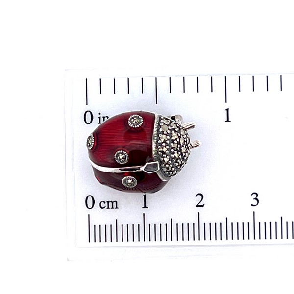 Marcasite-&-Red-Enamelled-Sterling-Silver-Lady-Bird-Brooch-BRS00091