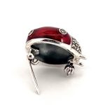 Marcasite-&-Red-Enamelled-Sterling-Silver-Lady-Bird-Brooch-BRS00091