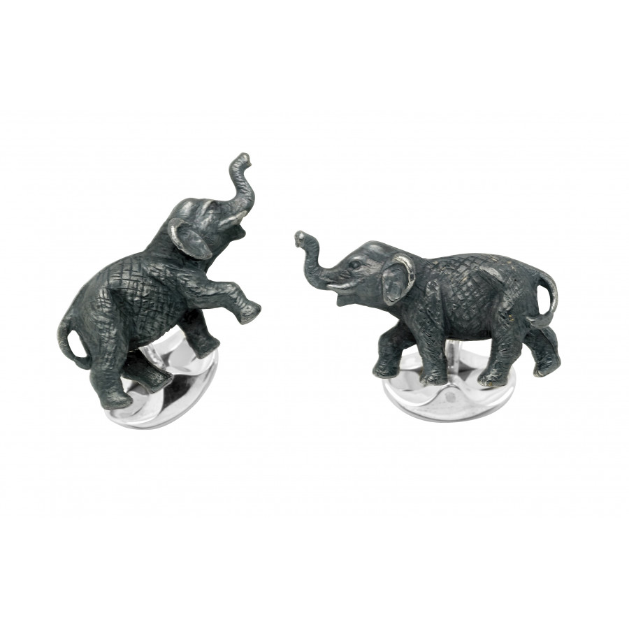 Deakin-&-Francis-Oxidised-Real-Sterling-Silver-Elephant-Cufflinks-CK00292
