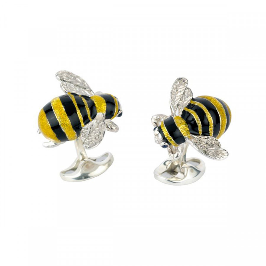 Deakin-&-francis-Enamelled-Sterling-Silver-Bumble-Bee-Cufflinks-CK00295