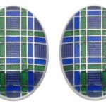  Genuine-Sterling-Silver-With-A-blue-green-And-Purple Tartan-Silver-Enamel-Cufflinks-CK00296