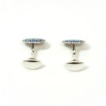  Genuine-Sterling-Silver-With-A-blue-green-And-Purple Tartan-Silver-Enamel-Cufflinks-CK00296