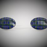 Genuine-Sterling-Silver-With-A-blue-green-And-Purple Tartan-Silver-Enamel-Cufflinks-CK00296