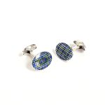  Genuine-Sterling-Silver-With-A-blue-green-And-Purple Tartan-Silver-Enamel-Cufflinks-CK00296