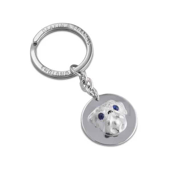 Sterling-Silver-With-Sapphire-Eyes-Pug-Dog-Keyring-Fob-KF00026