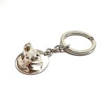 Sterling-Silver-Dachshund-Keyring-Fob-with- Sapphire-Eyes-KF00025