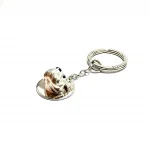 Sterling-Silver-Bull-Dog-Keyring-With-Sapphire-Eyes-KF00027