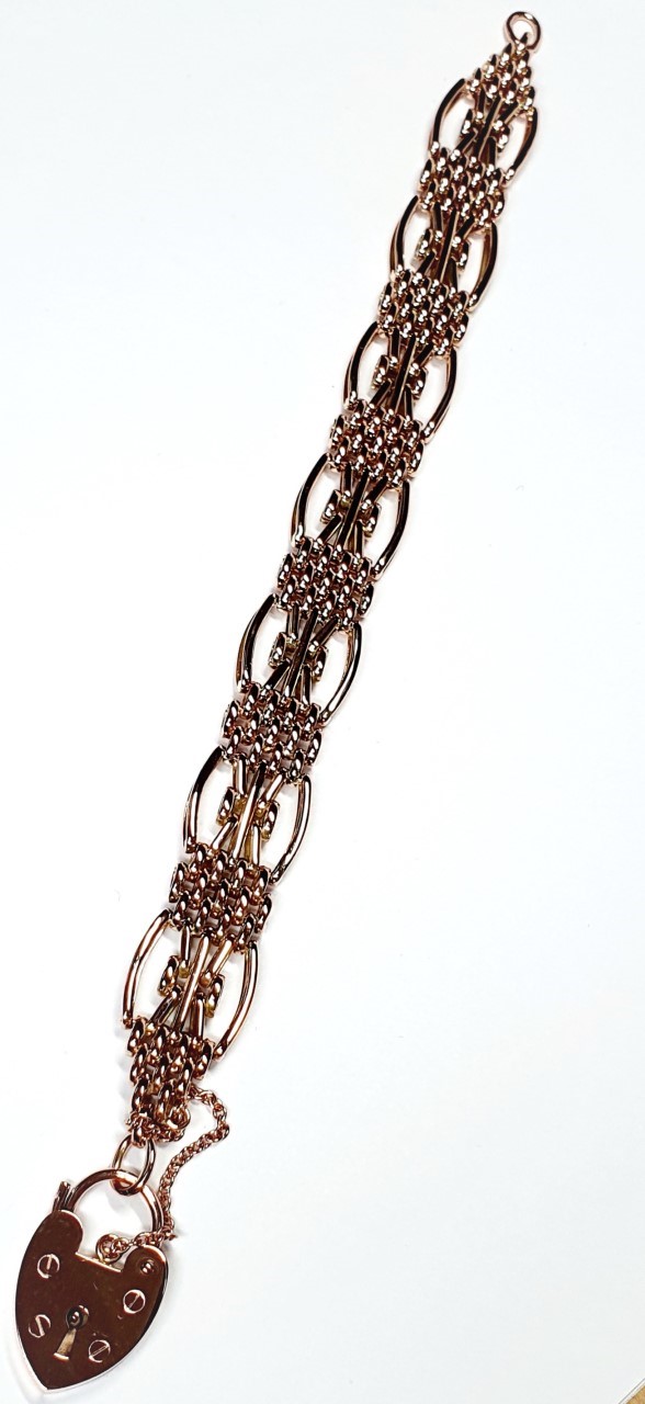 Fancy-Vintage-Rose-Gold-Gate-Bracelet-With-Padlock-Clasp-BLQ00020