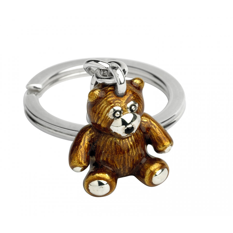 Deakin-&Francis-Brown-Enamelled-Sterling-Silver-Teddy-Bear-Keyring-KF00035