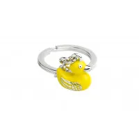 Deakin-&-Francis-Yellow-Enamelled-Real-Sterling-Silver-Rubber-Duck-Keyring-Fob-KF0036.