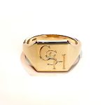 Example Engraving of Three Initials on 9ct Gold Square Signet Ring