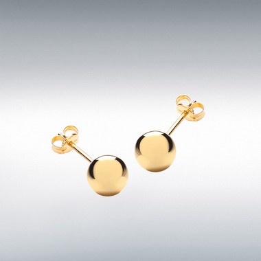 The City of London Jewellers Presents the Earswick 7mm 18ct-Gold Ball Stud Earrings, a round 7mm polished gold ball with butterfly ear back fittings in a black leatherette and velvet gift box.