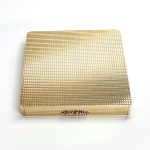 Vintage 9ct Gold Compact Mirror. A handmade solid 9ct gold powder compact Mirror with a stunning engine-turned pattern & rose thumb piece for easy opening.