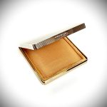 Vintage 9ct Gold Compact Mirror. A handmade solid 9ct gold powder compact Mirror with a stunning engine-turned pattern & rose thumb piece for easy opening.