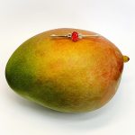 A handmade 9ct yellow gold bar brooch 52mm long set with a gorgeous top quality oval fire opal measuring 8.6mm x 7mm portrait set to the middle of the bar with three 9ct gold diamond shapes to each side of the stone with a straight pin to the back with a swivel safety catch.