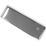 Real Sterling-Silver Diamond Money Clip a rectangular plain polished finish with a petite round sparkling to the right-hand bottom corner in a starburst setting