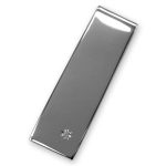 Real Sterling-Silver Diamond Money Clip a rectangular plain polished finish with a petite round sparkling to the right-hand bottom corner in a starburst setting