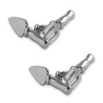 These Sterling Silver Gardeners Cufflinks are crafted with a miniature trowel and fork to absolute perfection. They're made in solid sterling silver, and a chain attaches the dinky tools. Measuring 20mm x 7 mm and 2mm thick, with a fun fork and trowel design, this pair of cufflinks weighs approx. 6.2 grams
