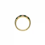 18ct yellow gold seven-stone eternity ring 3.5mm wide set with four 2.8mm round emeralds and three 2.8mm round diamonds in four claw settings