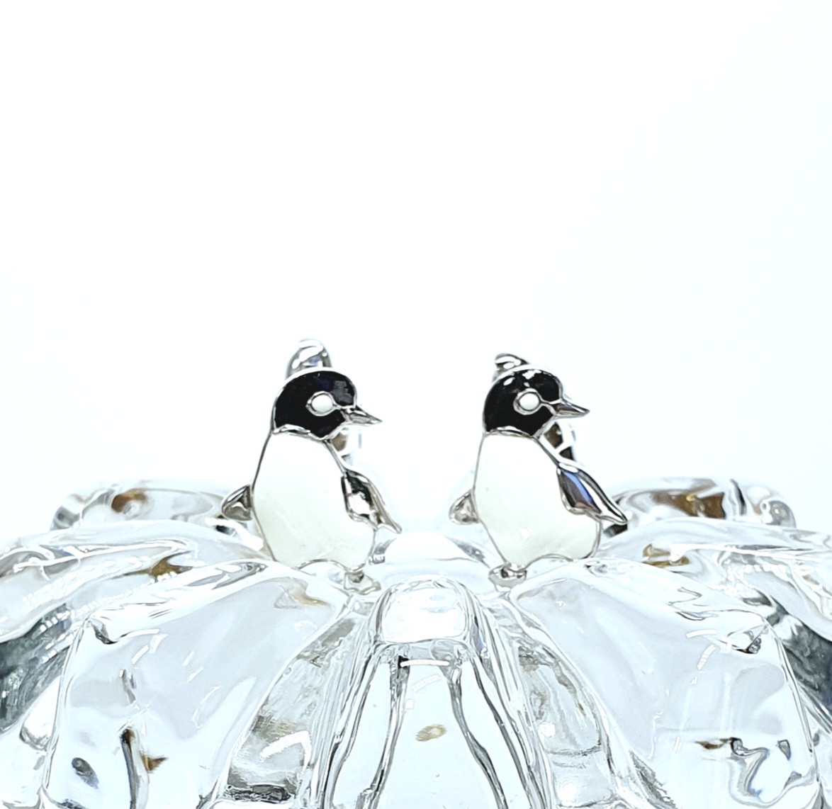 Sterling silver enamelled penguin cufflinks on ice CK00309.