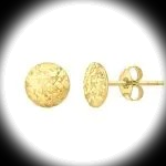 9ct yellow gold sparkling diamond cut patterned 7.7mm disc stud earrings