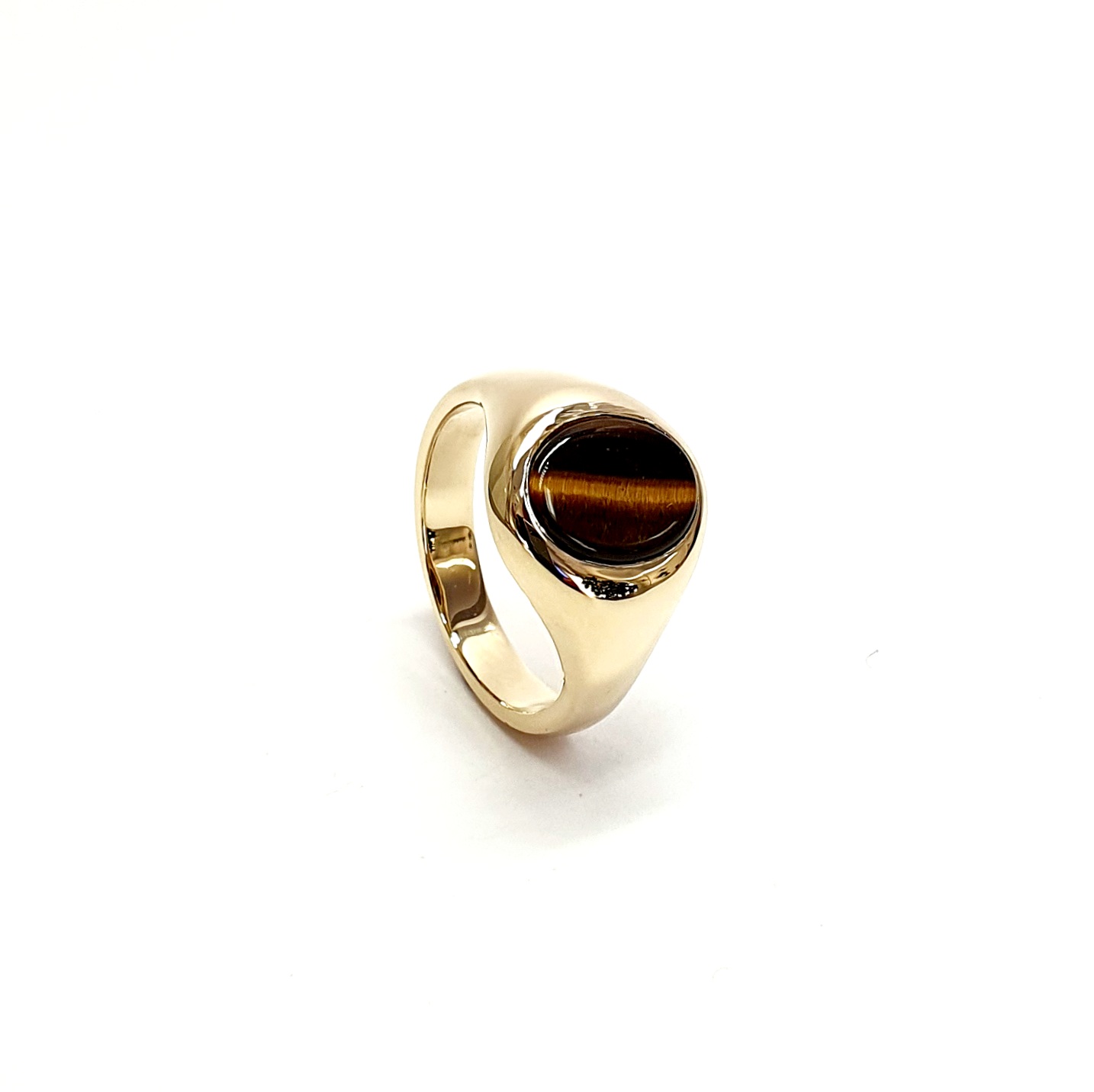Heavy-9ct-Gold Oval Tigers-Eye Signet-Ring