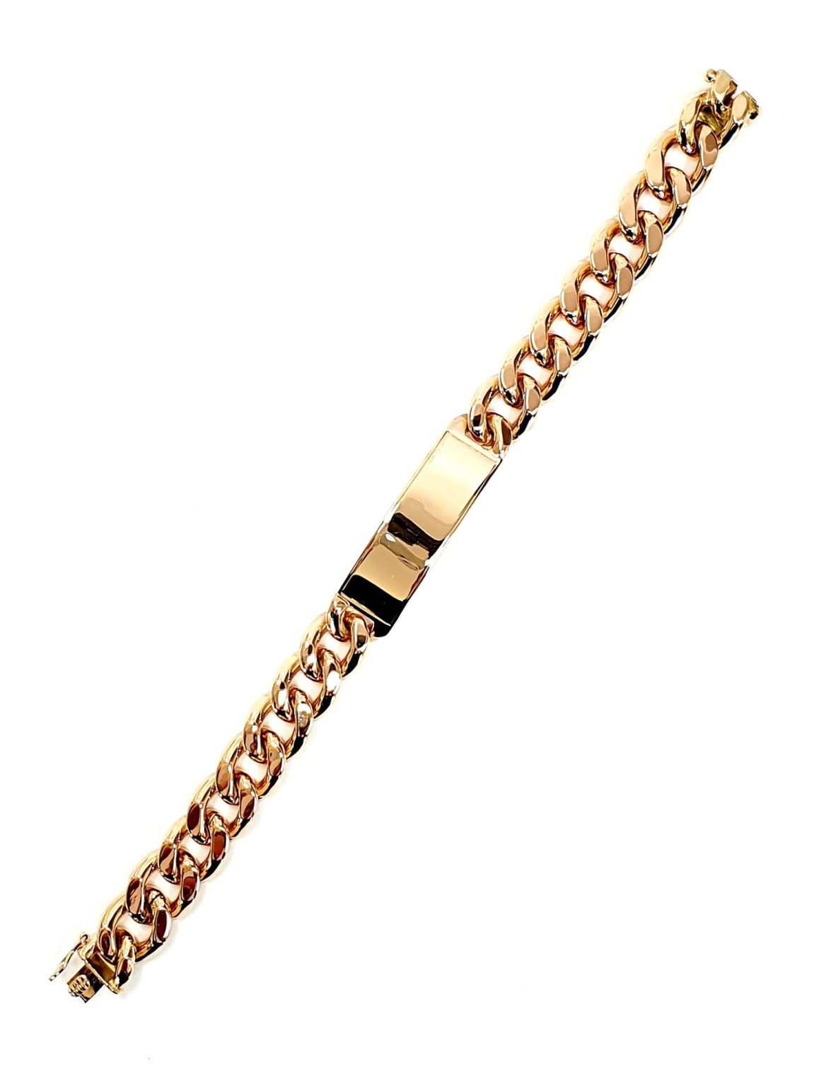 Men's heavy 9ct gold identity bracelet nine inches long weighing 111.3 grammes
