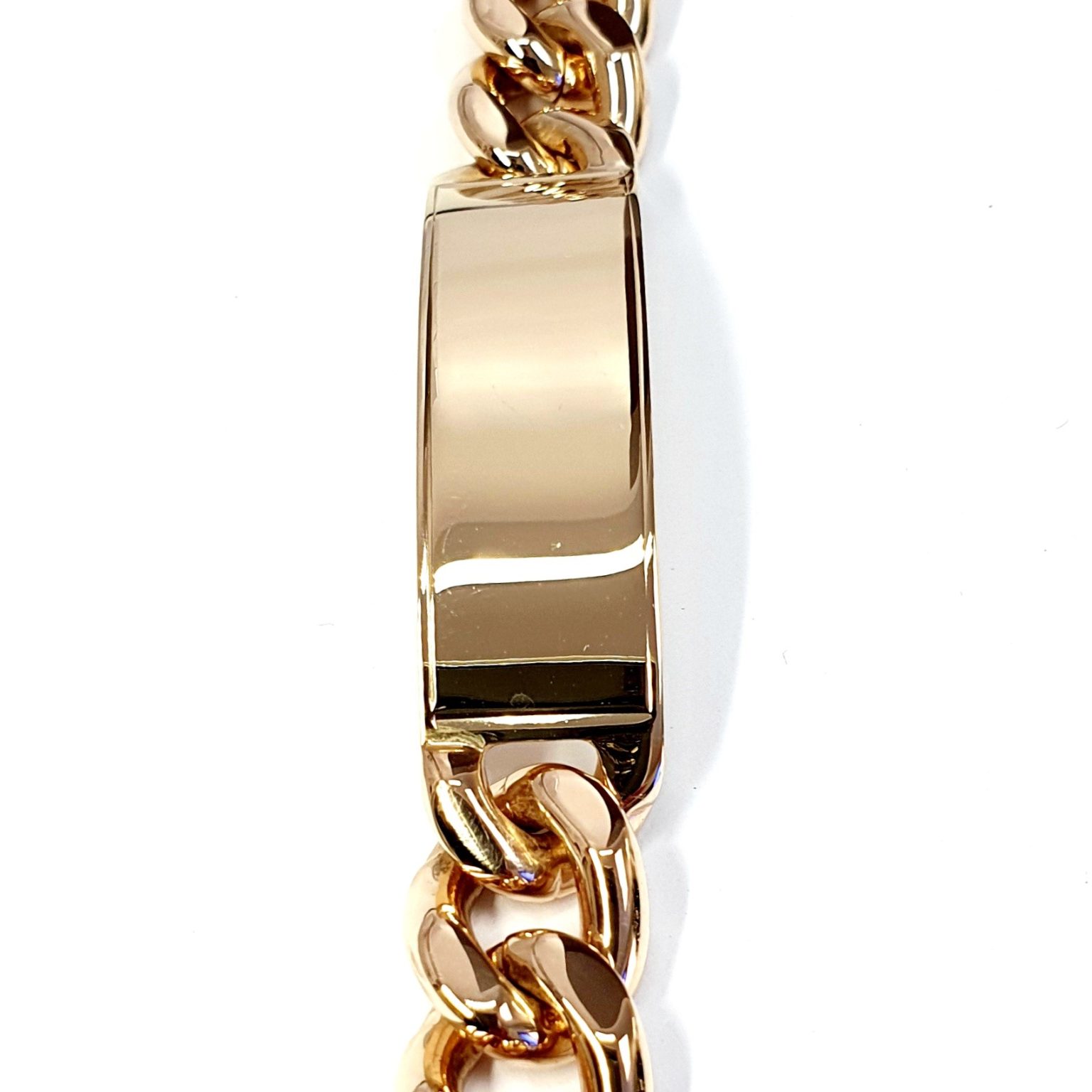 Men's heavy 9ct gold identity bracelet nine inches long weighing 111.3 grammes