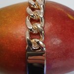 Men's heavy 9ct gold identity bracelet nine inches long weighing 111.3 grammes