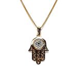 9ct gold Hamza or Hamzah pendant/necklace with a choice of 16,18 or 20 inch curb link chain