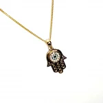 9ct gold Hamza or Hamzah pendant/necklace with a choice of 16,18 or 20 inch curb link chain