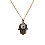 9ct gold Hamza or Hamzah pendant/necklace with a choice of 16,18 or 20 inch curb link chain