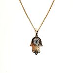 9ct gold Hamza or Hamzah pendant/necklace with a choice of 16,18 or 20 inch curb link chain