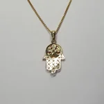 9ct gold Hamza or Hamzah pendant/necklace with a choice of 16,18 or 20 inch curb link chain